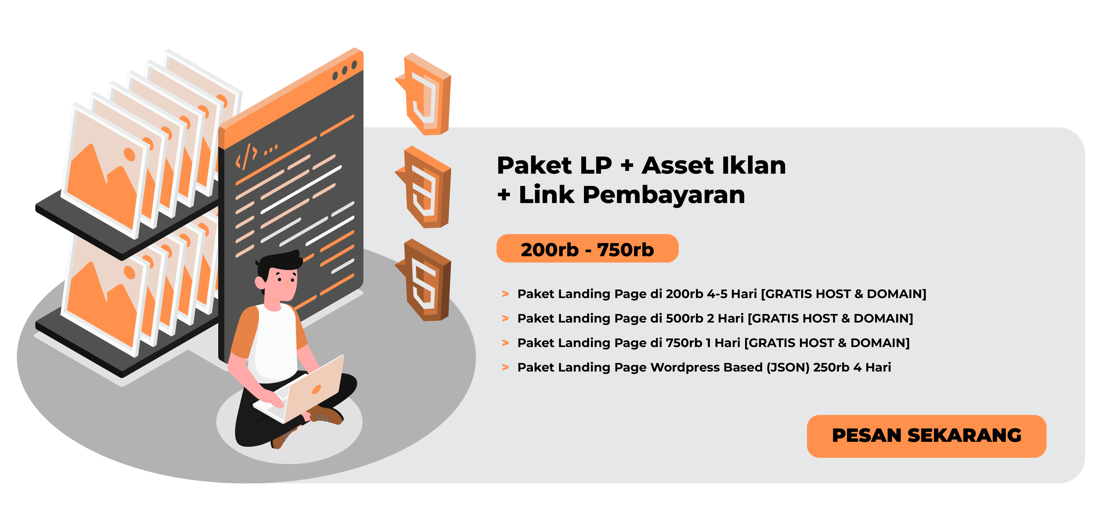 package Paket LP + Asset Iklan + Link Pembayaran